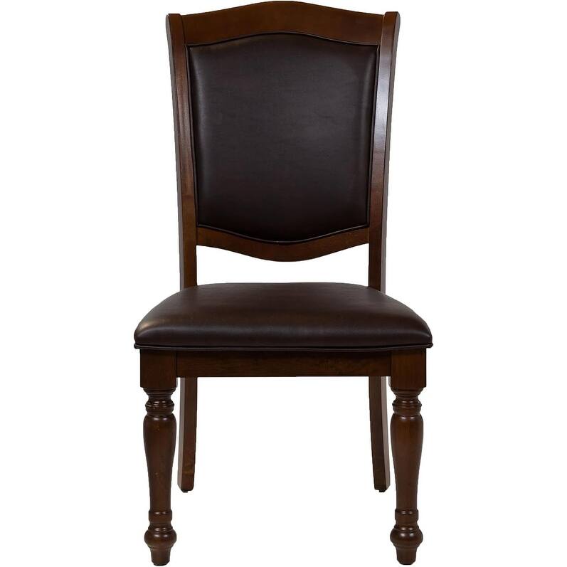 Side Chairs Set Espresso Finish Upholstered Seat