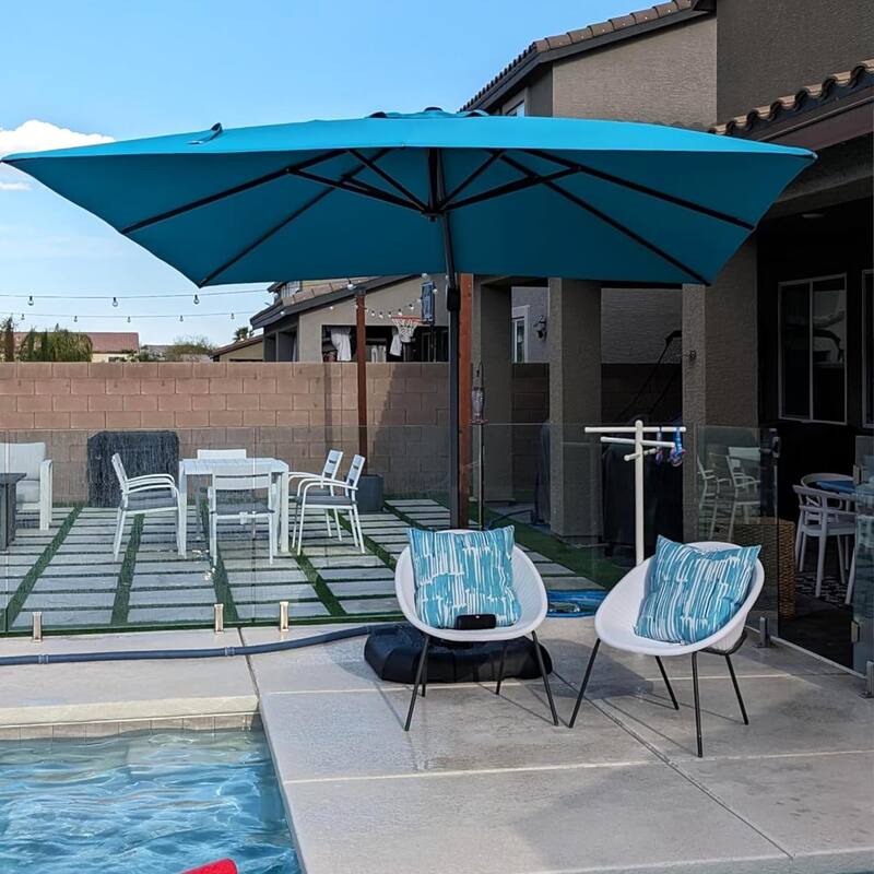 PURPLE LEAF 9 x 11.5 ft 360 Degree Rotation Patio Umbrella With Base