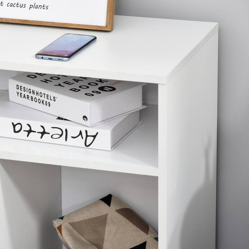 HOMCOM Printer Stand: Mobile Office Cabinet Organizer with Wheels and Drawer, White