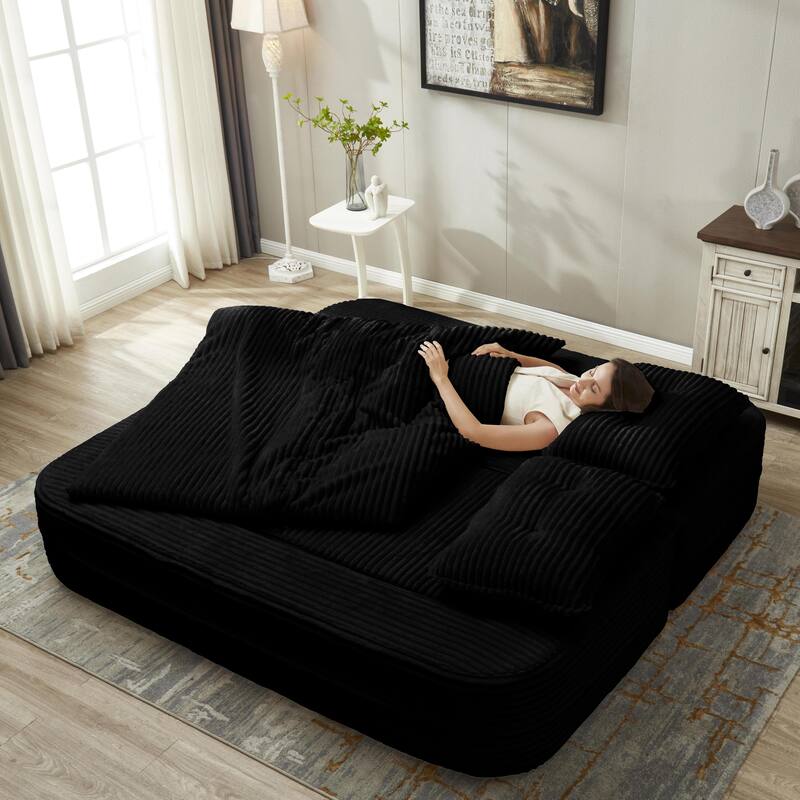 Sofa Bed With Independent Chaise Lounge And Functional Blanket,Convertible Sofa Bed,King Size Bed,Deep Seat