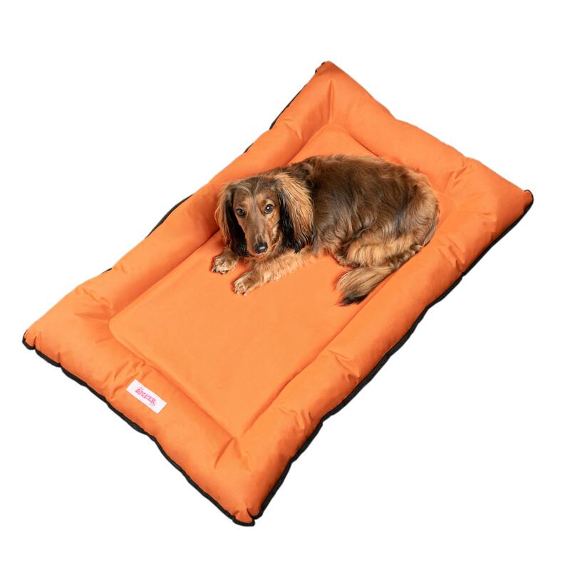 Archie Traditional Oxford Waterproof Indoor/Outdoor Hand-Washable Memory Foam Camping Pet Bed - Tangerine - 29.5 x 22.5 x 3