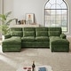 preview thumbnail 4 of 53, 113" Chenillle U Shaped Sectional Sofa with Toss Pillows Olive Green