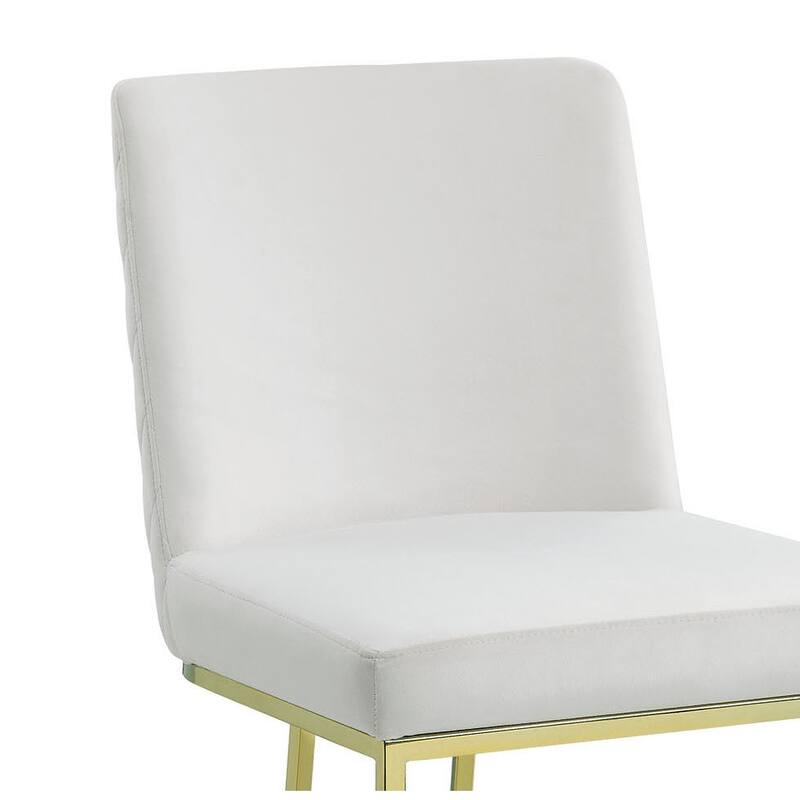 Zazie White Velvet & Gold Finish Side Chair (Set of 2)