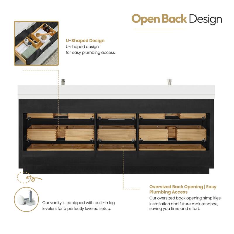 Santarem Double Vanity with Pure White Quartz Stone Top without Mirror