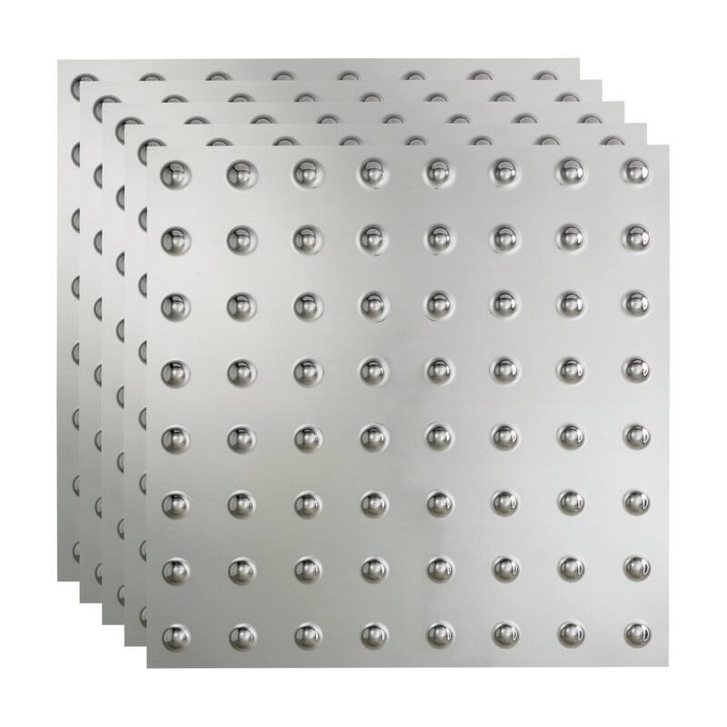 FASÄDE Dome Decorative Vinyl 2ft x 2ft Lay in Ceiling Panel in Brushed Aluminum (5 Pack) - 5 Pack - Brushed Aluminum