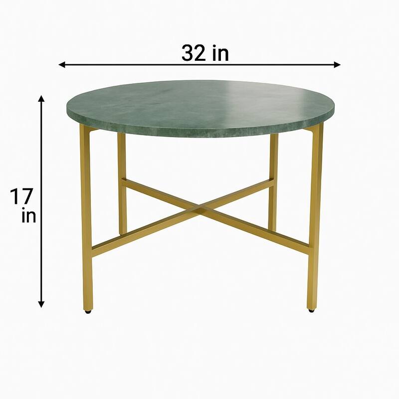 17 inch Green Marble Nesting Table Golden Metal Frame Elegant Sturdy Side Table Living Room