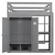 preview thumbnail 8 of 16, Wood Full Size Loft Bed with Built-in Wardrobe, 4-Layer Storage Shelves, and LED Light - Gray