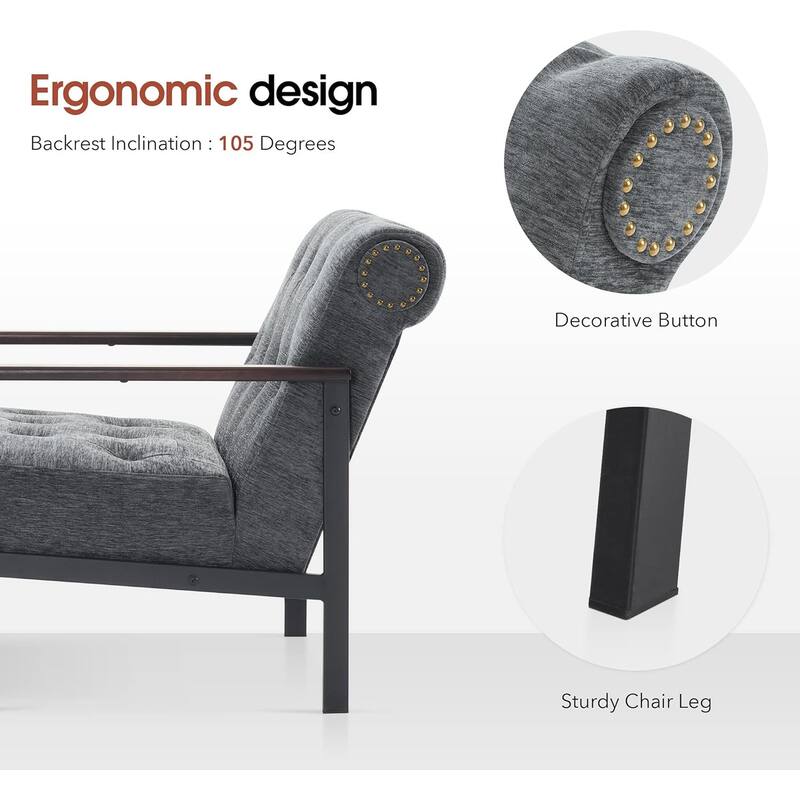 MCombo set of 2 Modern Accent, Ergonomics Lounge Chair for Living Room, Chenille, HQ417