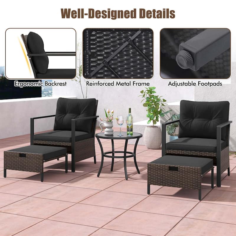 5PCS Outdoor Furniture Set Table Patio Conversation Set