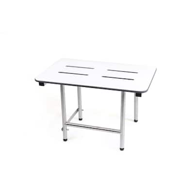 CSI Bathware Rectangle White Phenolic Slotted Folding Shower Seat with Swing Down Legs
