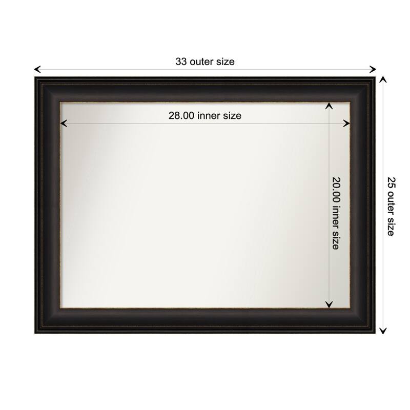 Trio Oil Rubbed Bronze Framed Non-Beveled Custom Wall Mirror, Bathroom Vanity Mirror - Outer Size: 32.5 x 24.5