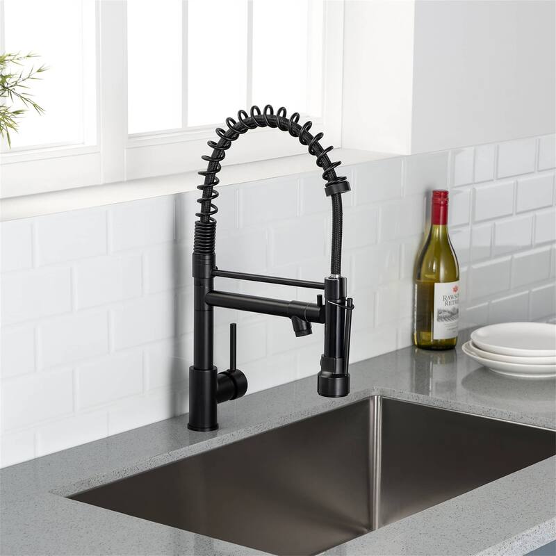 Commercial Kitchen Sink Faucet Single Handle Modern Matte Black Kitchen Faucets With Pull Down Sprayer Single Hole Basin Taps
