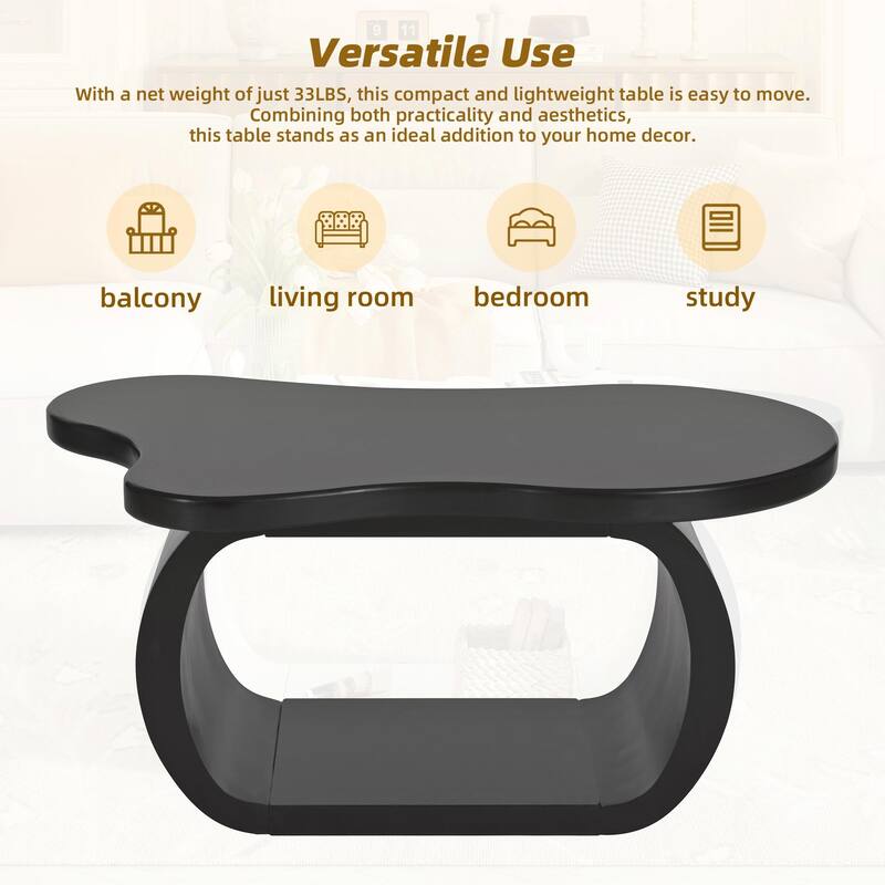 Modern Cloud Coffee Table with 1.5" Thick Tabletop, Irregular End Table with Curved Legs