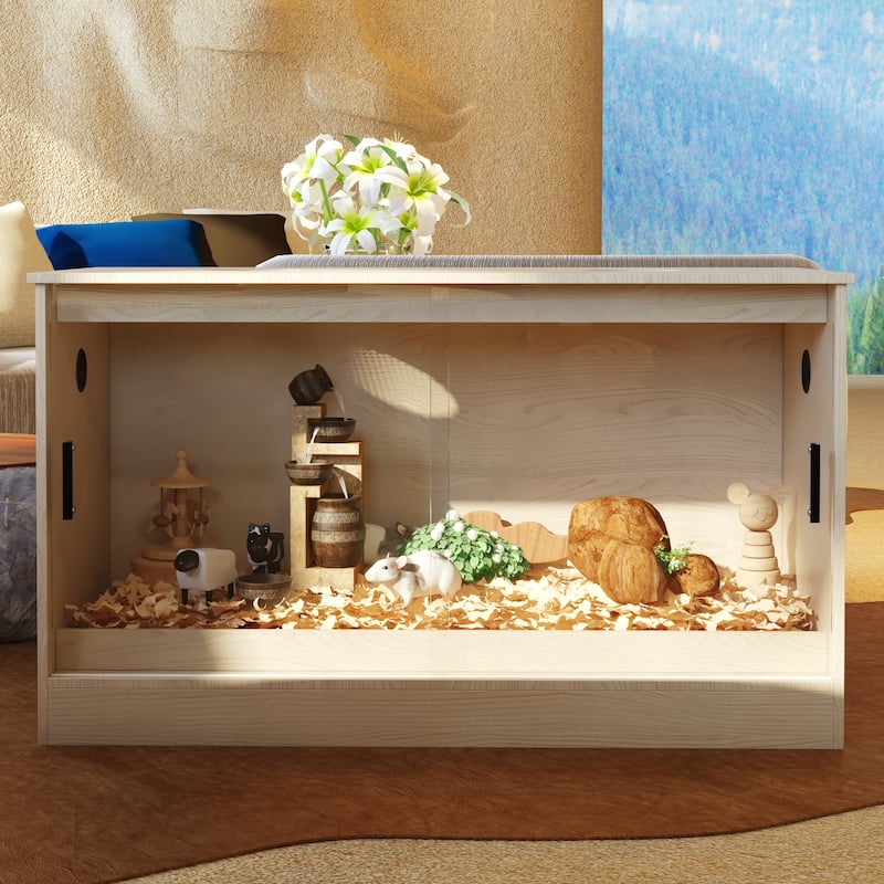 Glass Enclosure with Sliding Doors –Lizard, Gecko, 120 Gallon Wooden Reptile Terrarium Tank with Sliding Doors & Ventilation