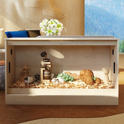 Glass Enclosure with Sliding Doors –Lizard, Gecko, 120 Gallon Wooden Reptile Terrarium Tank with Sliding Doors & Ventilation