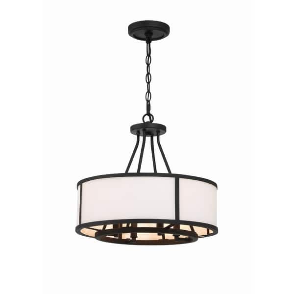 slide 2 of 9, Crystorama Lighting Group BRY-8004 Bryant 4 Light 18" Wide Drum Black Forged