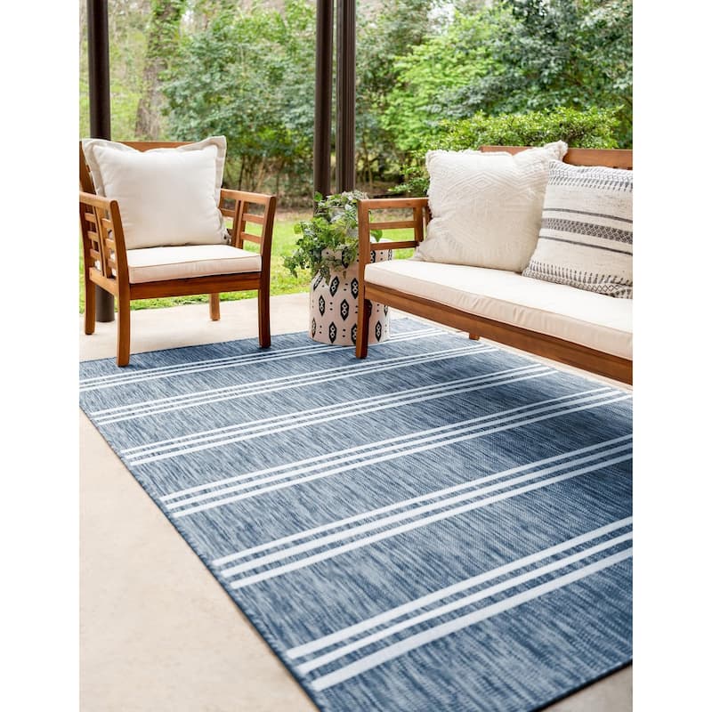 Outdoor Zrand Collection Area Rug - Blue - 7'10"x10'