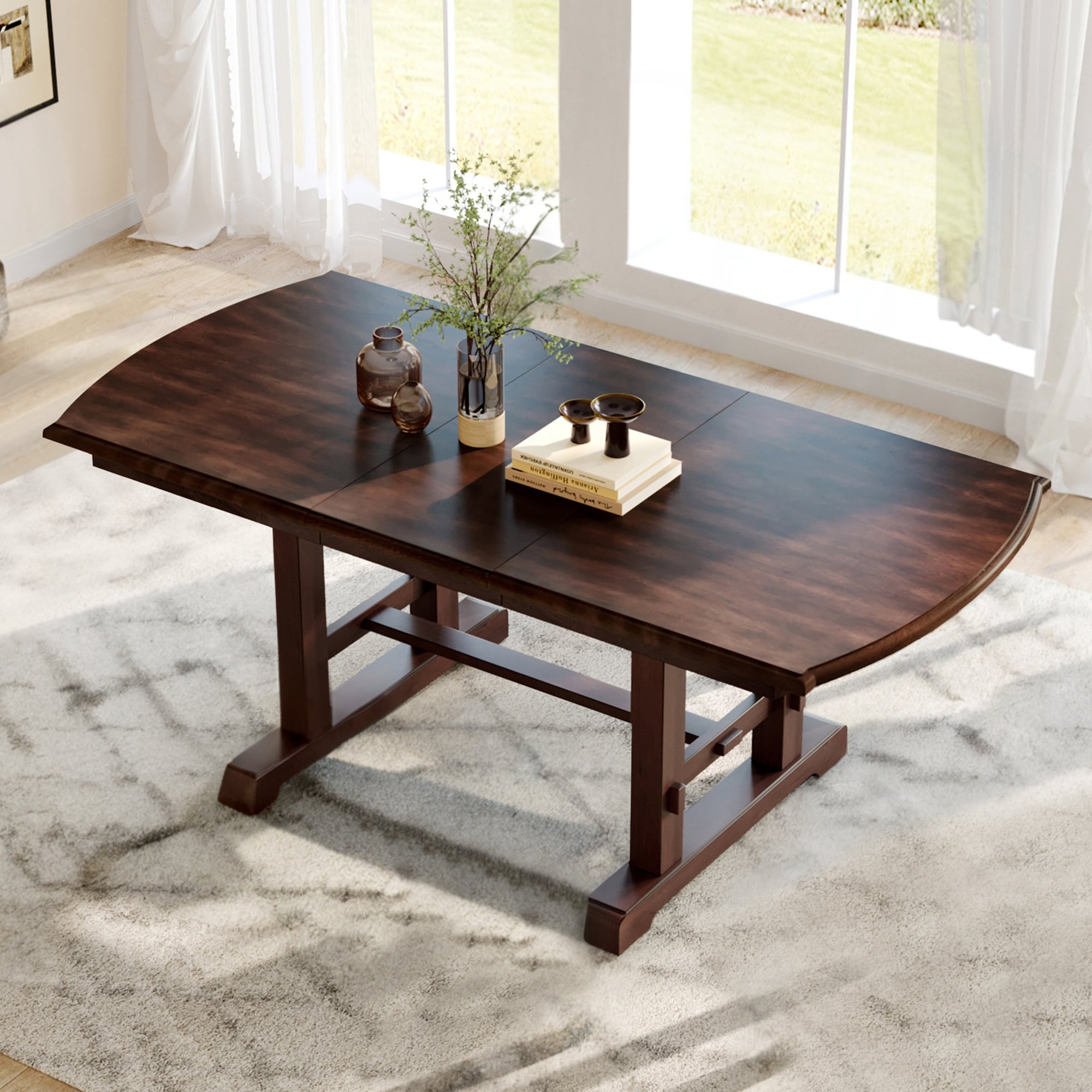 60" to 78" Wooden Extendable Dining Table, Kitchen Table with Removable Leaf, Ergonomic H-Leg Design