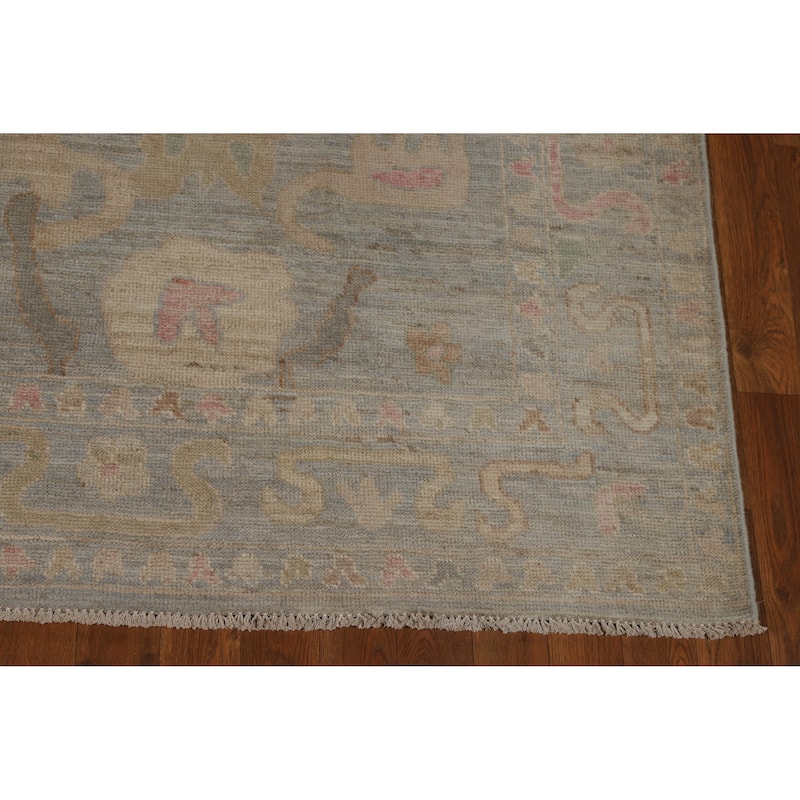 Oushak Turkish Area Rug Handmade Vegetable Dye Grey Wool Carpet - 5'11"x 9'1"