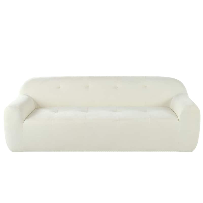 85.8" Wide Chenille Fabric 3-Seater Sofa with Tufted Style, Full Sponge Compression Design, with Powder-Free Foam