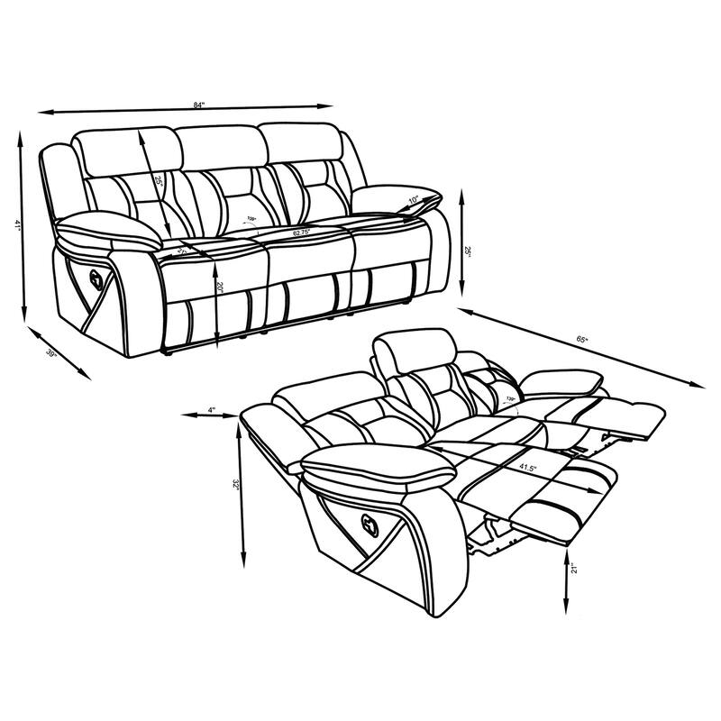 Higgins Upholstered Motion Reclining Sofa Set Grey
