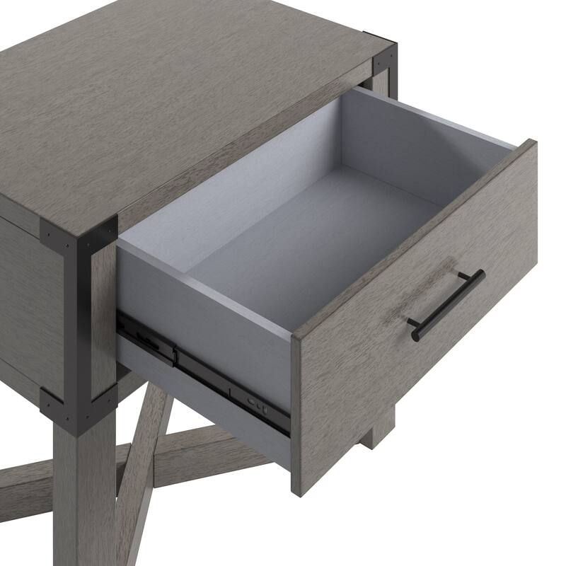 Mendocino Wood Finish X-Base End Table with Drawer by iNSPIRE Q Classic