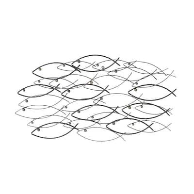 Metal Fish Indoor Outdoor Home Wall Decor - Dark Gray - Roche River Decor
