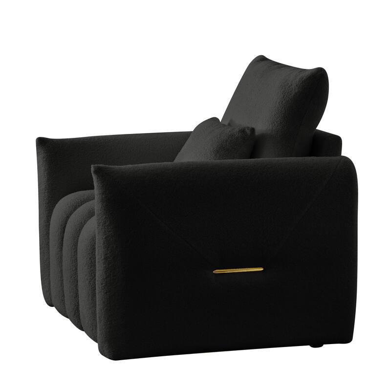Homy Casa Modern Teddy Fabric Lounge Black Armchair Pillow