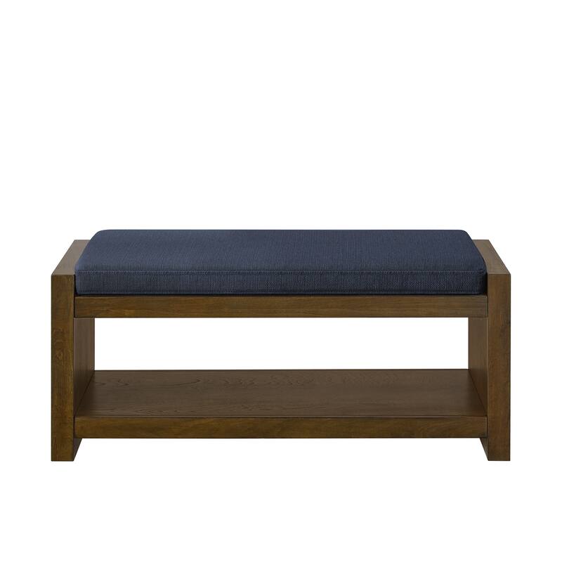 40" Accent Bench with Lower Shelf Shoe Rack - Navy Blue