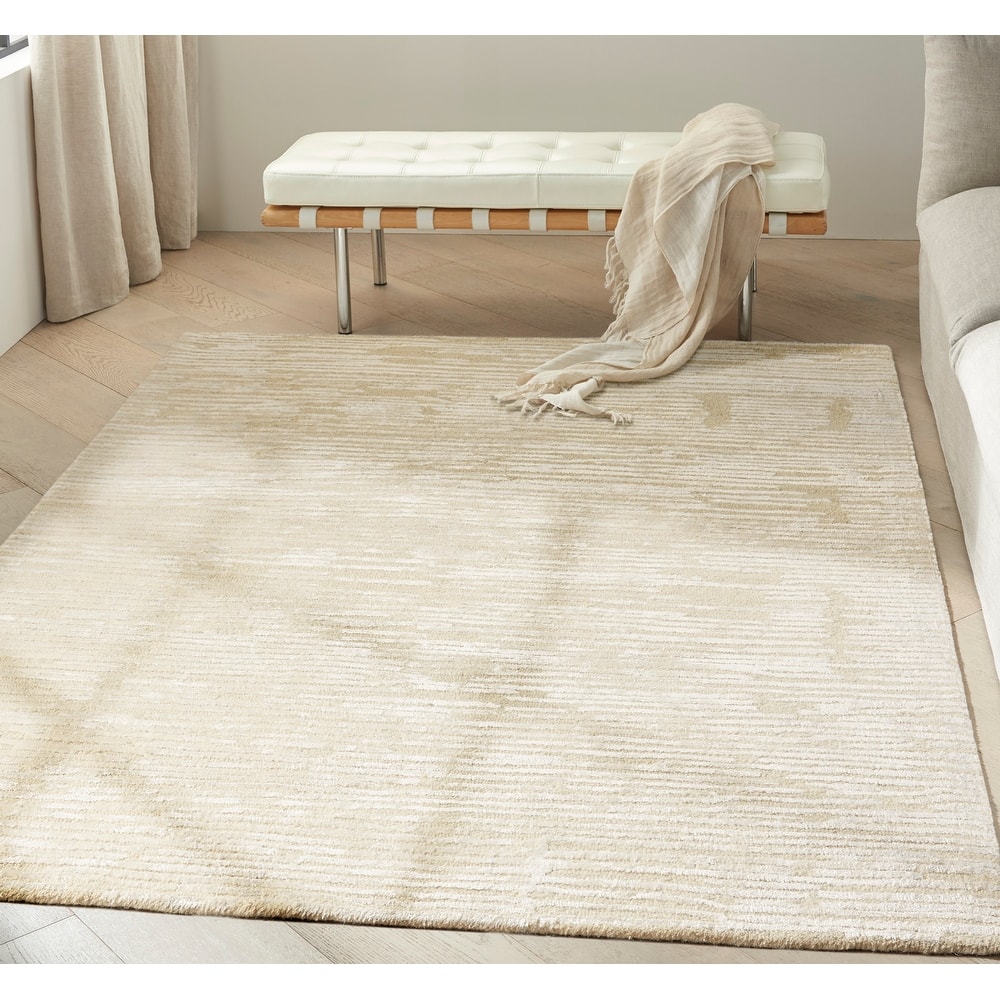 Calvin Klein Linear Modern Textured Shimmer Shag Area Rug