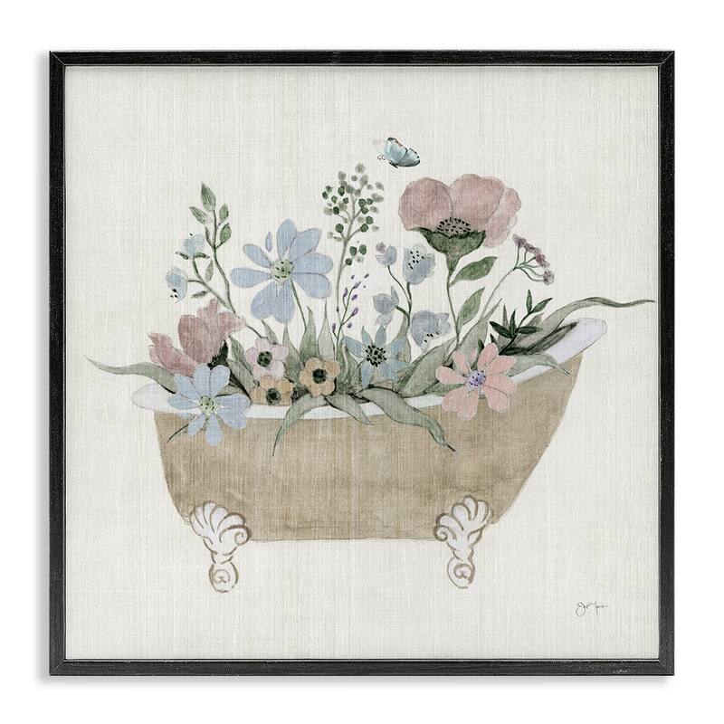 Stupell Rustic Botanicals in Tub Framed Giclee Art Design By Janet Tava - 17 x 17 - Black