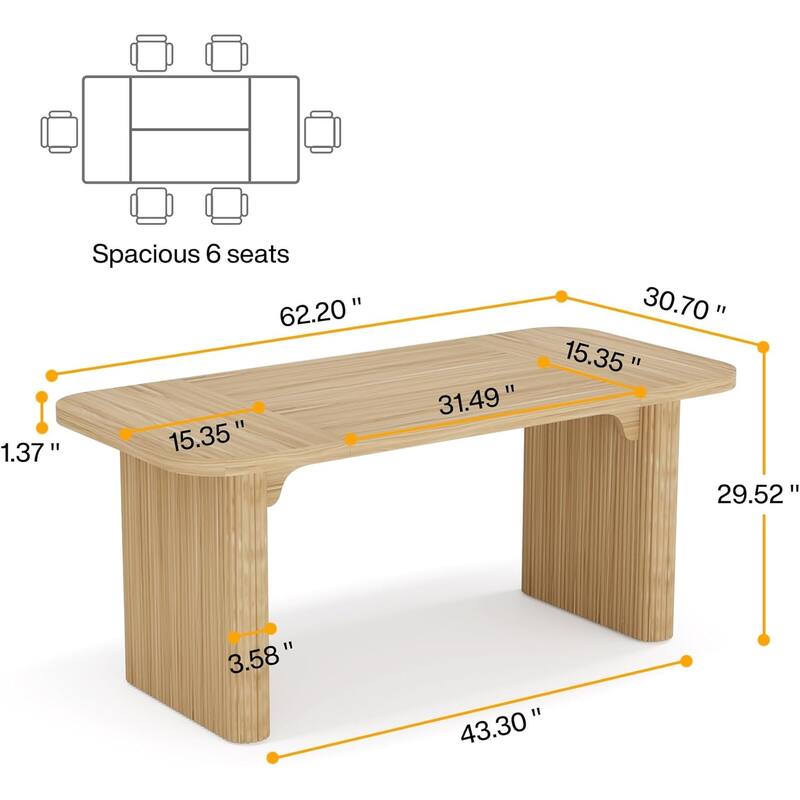 62" Modern Executive Desk, Large Home Office Computer Workstation with Sturdy Double Pedestal Base, Rectangular Writing Table