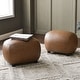 preview thumbnail 11 of 112, KINWELL 23" Wide Faux Leather Upholstered Ottoman Footrest, PU Entryway Footstool Set of 2 - Camel