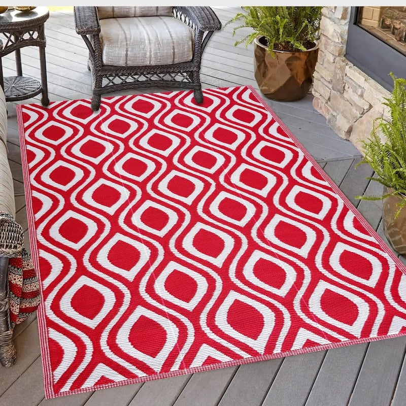 Playa Rug Outdoor Recycled Reversible Plastic Folded Mat/Rug Venice Collection Lightweight & Weather, Water and UV Resistant