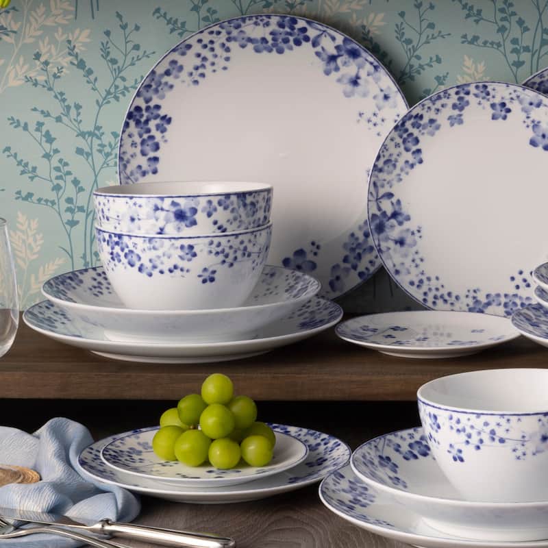 Bloomington Road Blue 30-Piece Dinnerware Set, Service for 6