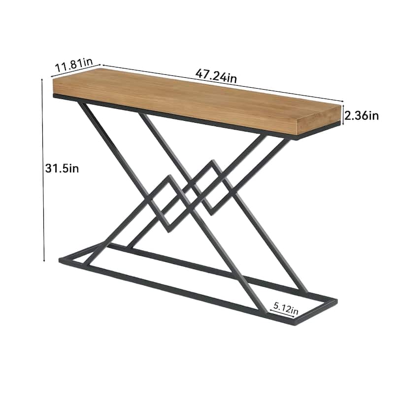 43" Inch Solid Wood Console Tables for Entryway - 47.24" W x 11.81" D x 31.5" H