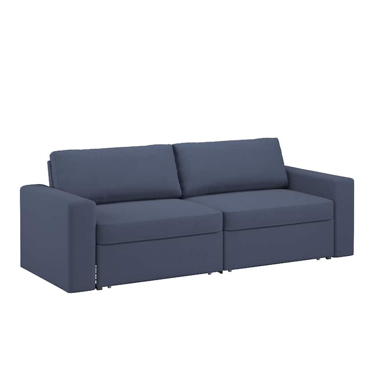 Soma Upholstered Sofa with 2 Hidden Metal Wire Storage Drawers by iNSPIRE Q Modern - Blue