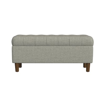 HomePop Button Tufted Top Storage Bench with Wood Legs