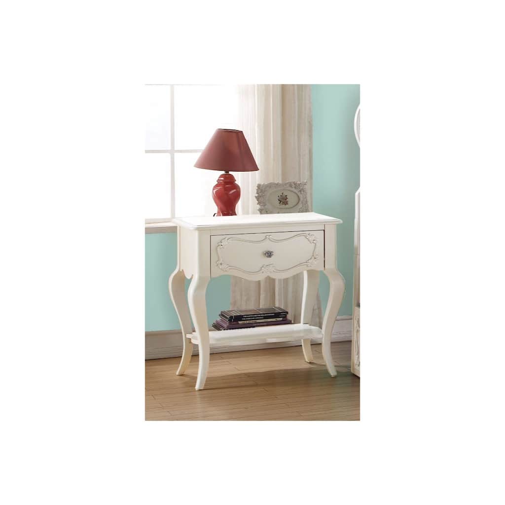 White 1 Drawer 17 in. W Nightstand with Sturdy Hardware and Ample Storage