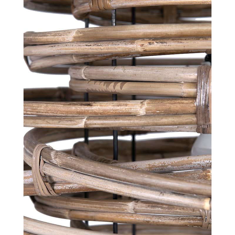 Natural Rattan Asymmetrical Hoop Pendant Light by East at Main