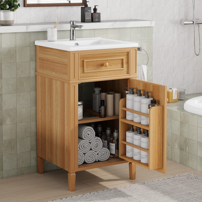 20-Inch Modern Freestanding Bathroom Vanity with Sink and Tilt-Out Drawer