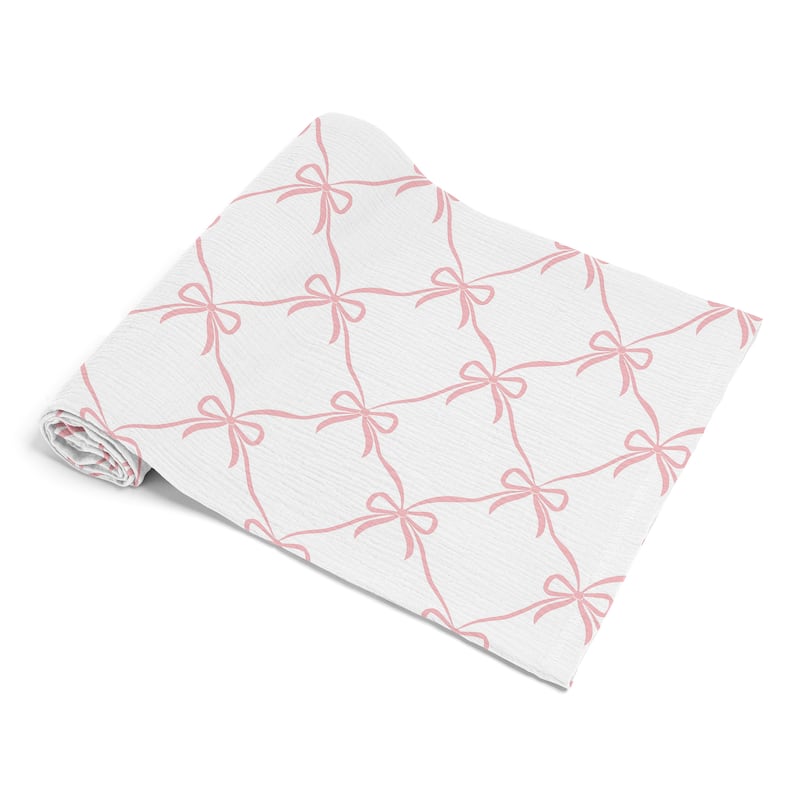 Sweet Jojo Designs Pink Bows Girl 100% Cotton Muslin Baby Swaddle Receiving Blanket -Elegant Bow for Ballerina Ballet Collection