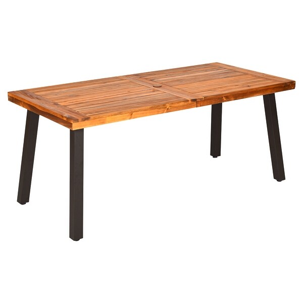 Shop Costway Acacia Wood Outdoor Dining Table Patio ...