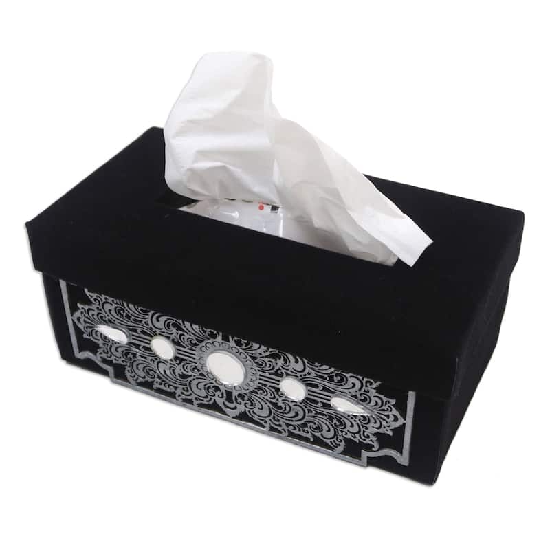 Novica Handmade Paradise Reflection Velvet Tissue Box Cover
