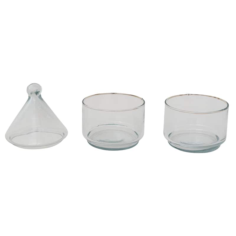 Hand-Blown Glass Stackable Jars with Lids - 4.0"L x 4.0"W x 8.5"H