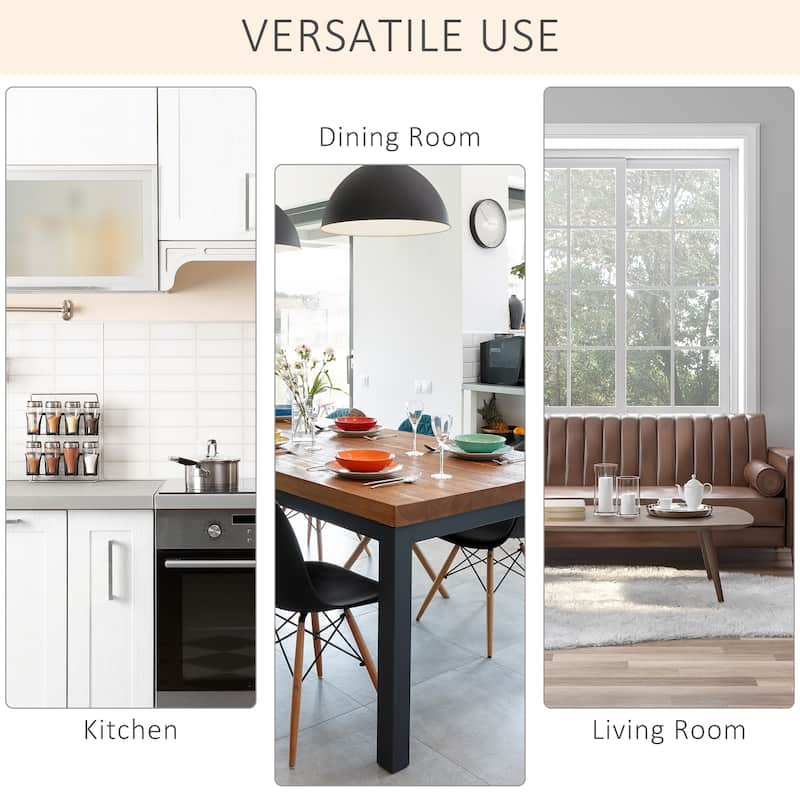 HOMCOM Fluted-Style Wooden Kitchen Island, Storage Cabinet with Drawer, Open Shelving, and Interior Shelving for Dining Room