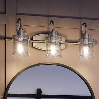 Luxury Modern Farmhouse Bath Fixture, 9.75"H x 24"W, with Vintage Style, Brushed Nickel, by Urban Ambiance