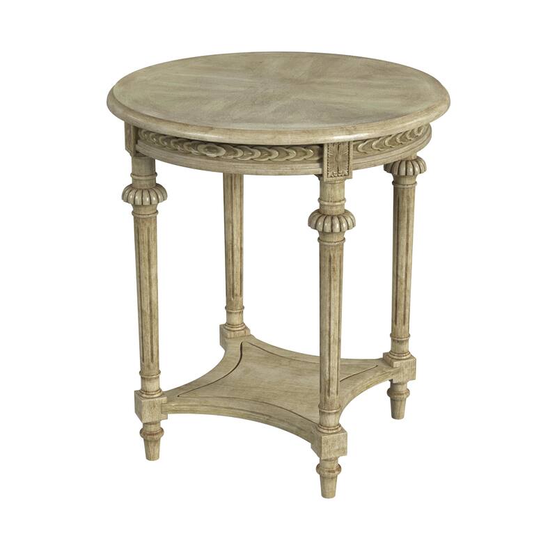 Hellinger 24 in. W Round Wood Tall End Table with Open Shelf