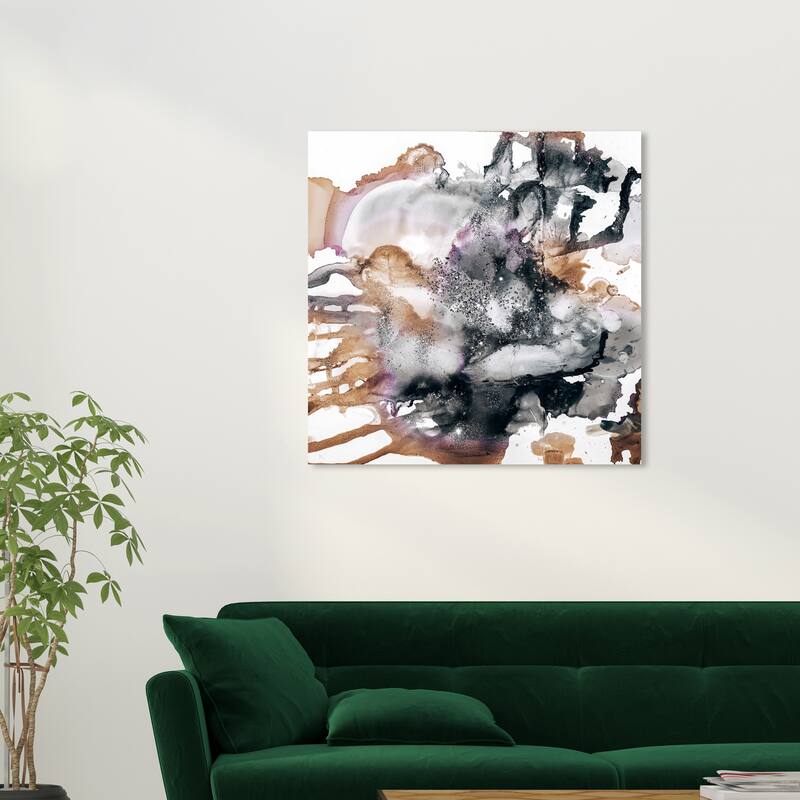 Wynwood Studio Prints Abstract Glitter Earthtones White and Light Brown Modern & Contemporary Wall Art Canvas Print - 30 x 30
