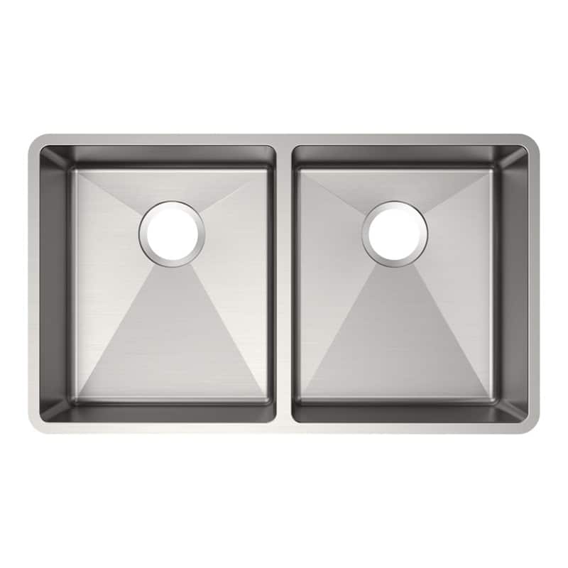 Crosstown 18 Gauge Stainless Steel 31-1/2" x 18-1/2" x 5-1/2" Double Bowl Undermount Sink - 31-1/2" x 18-1/2" x 5-1/2"